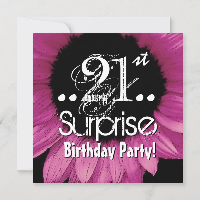 Pink Sunflower 21st Surprise Birthday Template (Front)