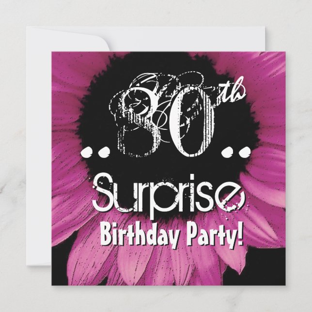 Pink Sunflower 80th Surprise Birthday Template (Front)