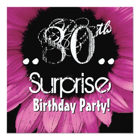 Pink Sunflower 80th Surprise Birthday Template Card