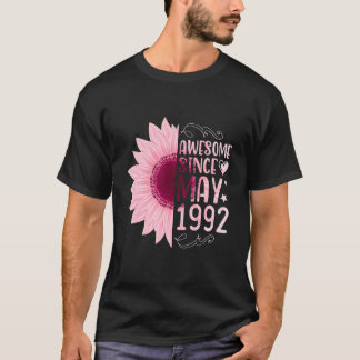 Pink Sunflower Awesome Since May 1992 Birthday 30 T-Shirt