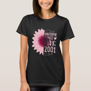 Pink Sunflower Awesome Since May 2001 Birthday 21 T-Shirt