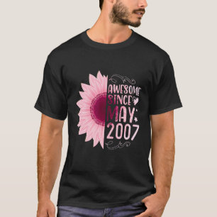 Pink Sunflower Awesome Since May 2007 Birthday 15 T-Shirt