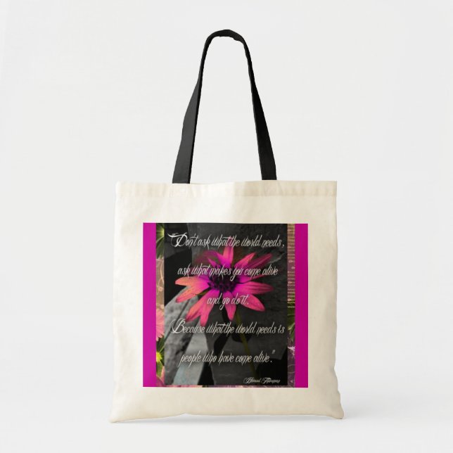 Pink Sunflower Bag, w/ inspirational quote Tote Bag (Front)