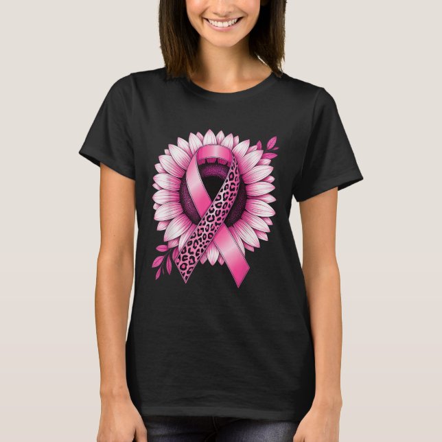 Pink Sunflower Breast Cancer Awareness Hope Streng T-Shirt (Front)