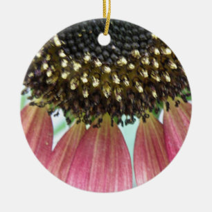 Pink Sunflower Custom Birthday Ceramic Ornament