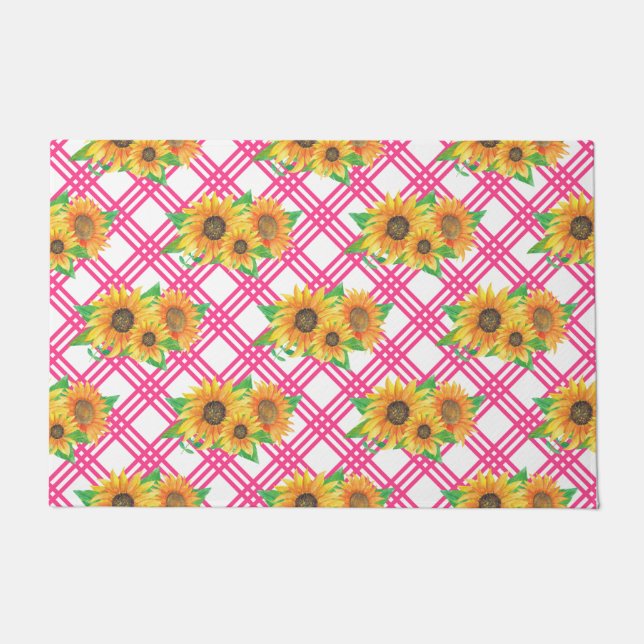Pink Sunflower Doormat (Front)