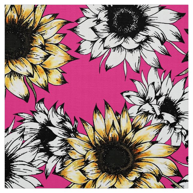 Pink Sunflower Fabric (Swatch)