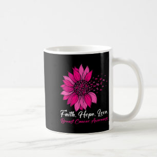 Pink Sunflower Faith Hope Love Breast Cancer Aware Coffee Mug