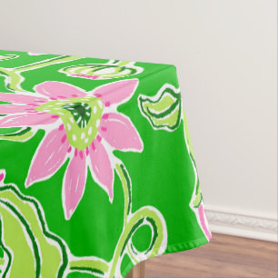 Pink Sunflower / Floral Garden Party Green Tablecloth