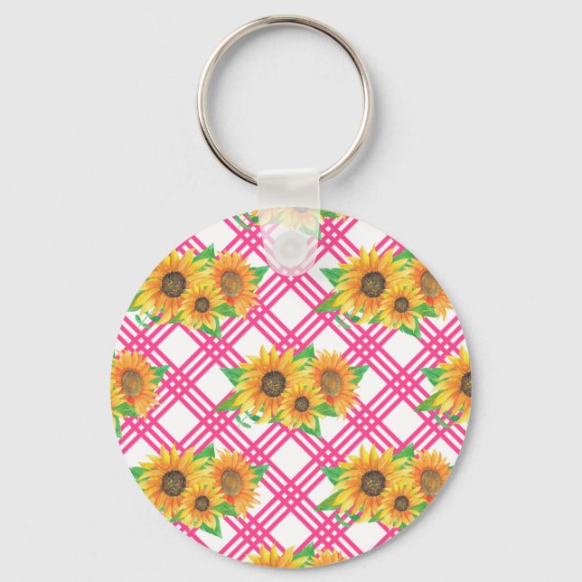 Pink Sunflower Key Ring (Front)