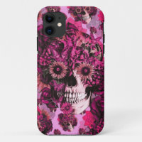 Pink sunflower ohm skull pattern.
