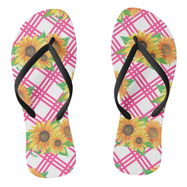 Pink Sunflower Thongs (Footbed)
