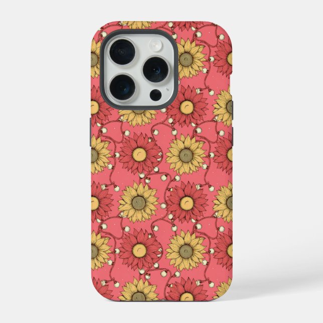 Pink Sunflowers Christmas iPhone Case (Back)