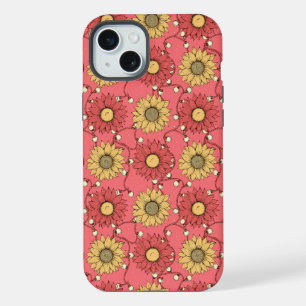 Pink Sunflowers Christmas iPhone 15 Plus Case