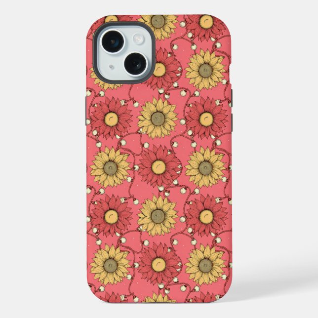 Pink Sunflowers Christmas iPhone Case (Back)