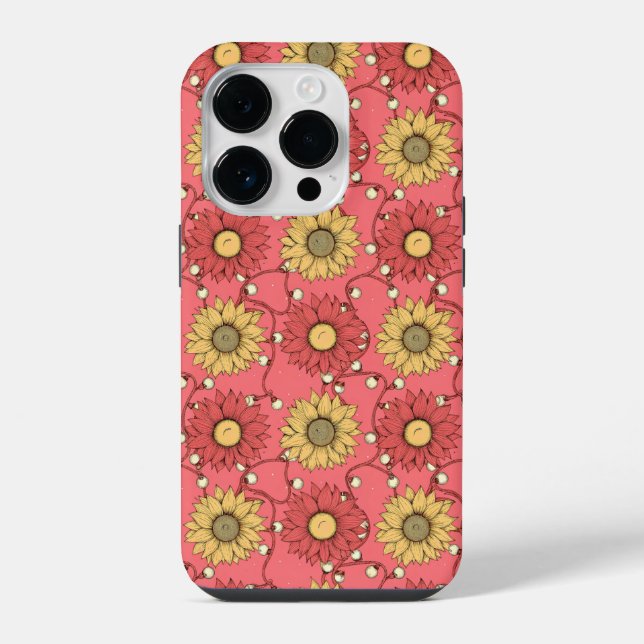 Pink Sunflowers Christmas iPhone Case (Back)