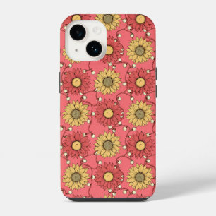 Pink Sunflowers Christmas iPhone 14 Case