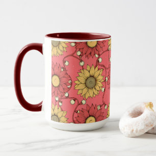 Pink Sunflowers Christmas Mug