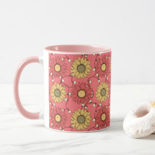Pink Sunflowers Christmas Mug