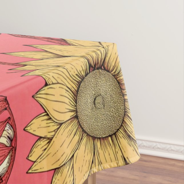 Pink Sunflowers Christmas Tablecloth (In Situ)