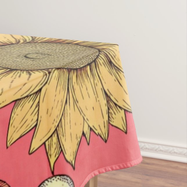 Pink Sunflowers Christmas Tablecloth (In Situ)