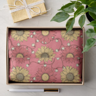 Pink Sunflowers Christmas Tissue Paper