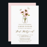 Pink Sunflowers in Mason Jar Summer Bat Mitzvah Invitation<br><div class="desc">Invite family and friends to your event with this customisable bat mitzvah invitation. It features pink sunflowers in a mason jar. Personalise by adding your details. This sunflower bat mitzvah invitation is perfect for any theme or season.</div>