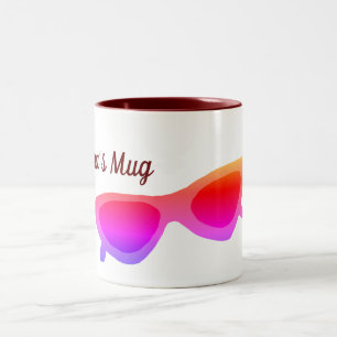 Pink Sunglasses Personalised Two-Tone Coffee Mug