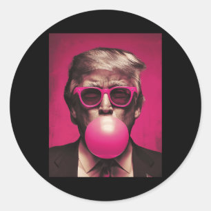 Pink Sungles Trump Bubble Gum Classic Round Sticker