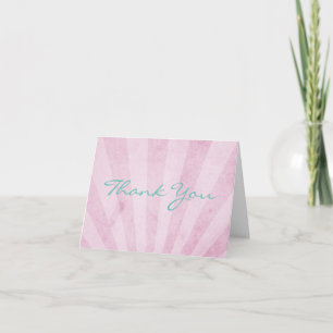 Pink Sunrays Wedding Thank You Card