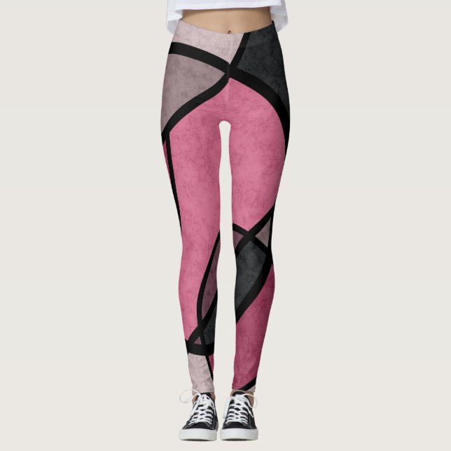Pink Sunrise , abstract Leggings (Front)