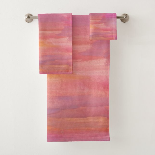 Pink Sunrise Bath Towel Set (Insitu)