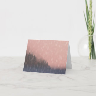 Pink Sunrise Frost Trees Forest Landscape Fog Holiday Card