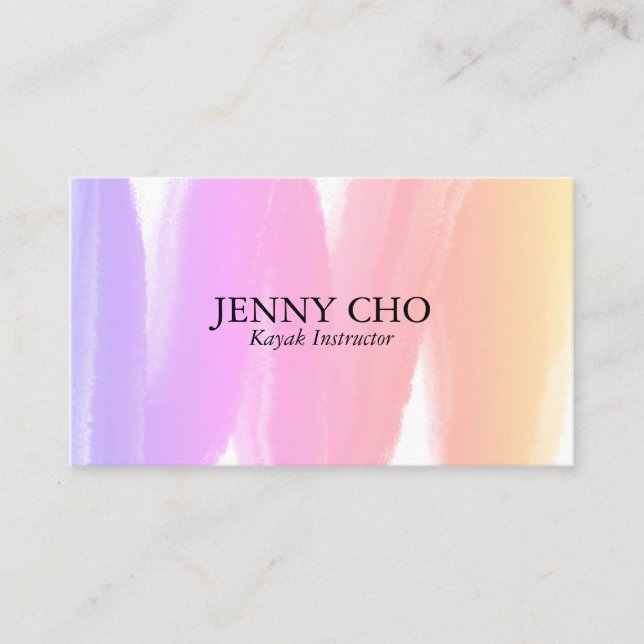 Pink sunrise inky paint stripe business card (Front)