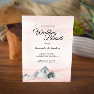 Pink Sunrise Mountain Wedding Brunch Invitation