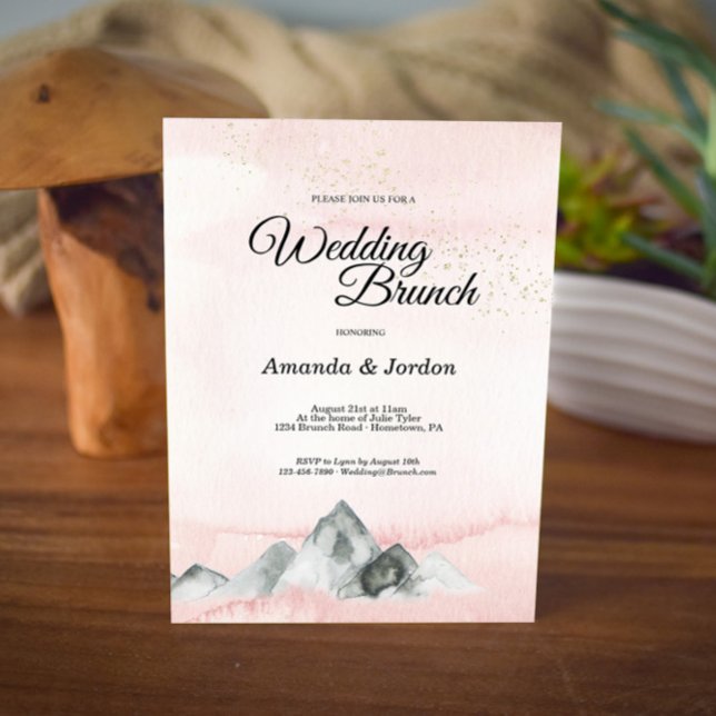 Pink Sunrise Mountain Wedding Brunch Invitation (Creator Uploaded)