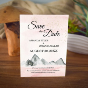 Pink Sunrise Mountain Wedding Save The Date