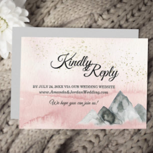 Pink Sunrise Mountain Wedding Website RSVP Card