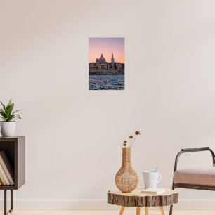 Pink Sunrise Over Valletta Poster