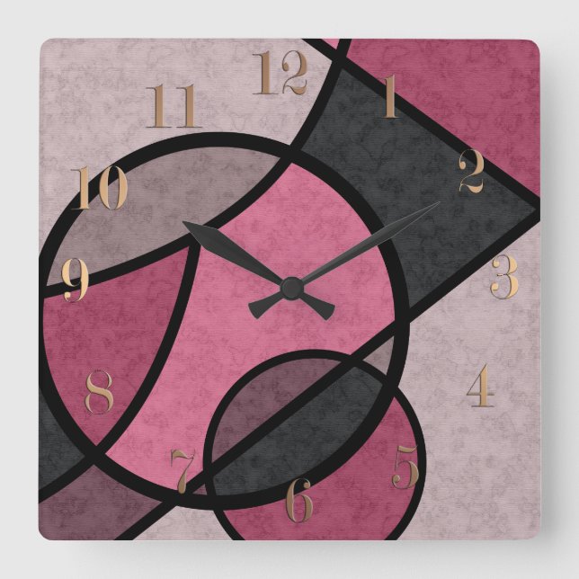 Pink sunrise square wall clock (Front)