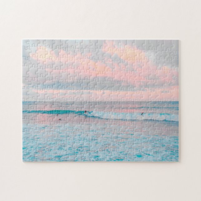 Pink Sunset and Ocean Jigsaw Puzzle (Horizontal)