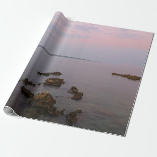 Pink sunset beach wrapping paper