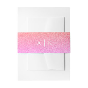 Pink sunset glitter effect invitation belly band