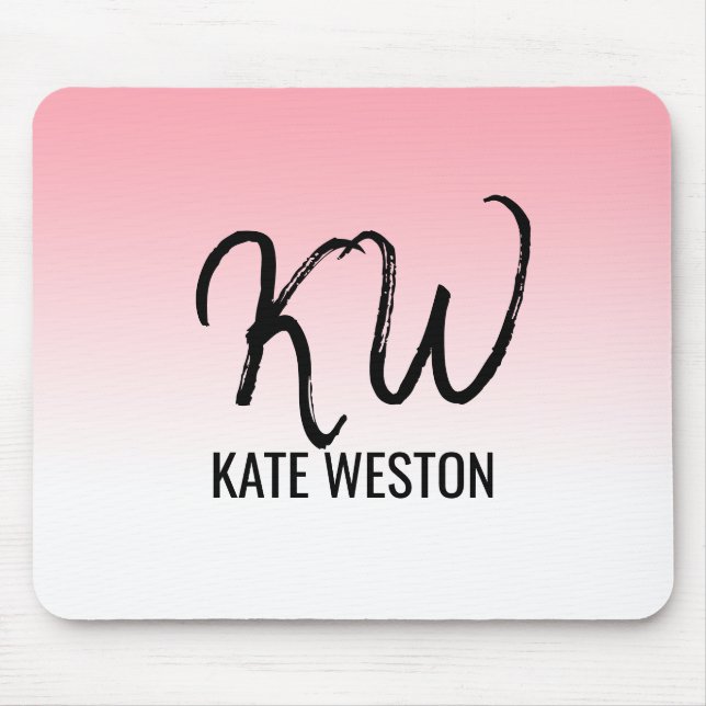 Pink Sunset Gradient Monogram Mouse Pad (Front)