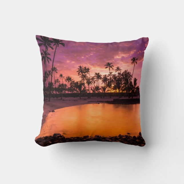 Pink Sunset Of Hawaii Beach Cushion (Front)