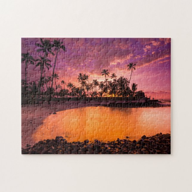 Pink Sunset Of Hawaii Beach Jigsaw Puzzle (Horizontal)