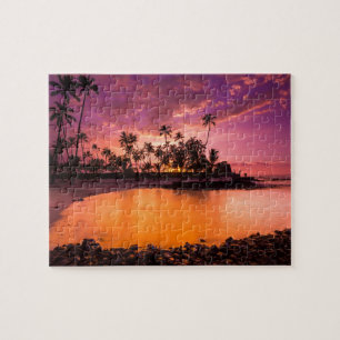 Pink Sunset Of Hawaii Beach Jigsaw Puzzle