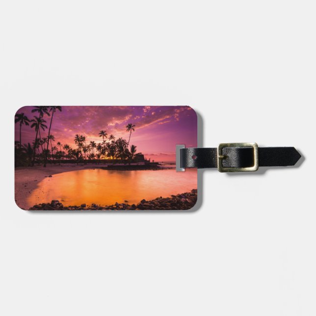 Pink Sunset Of Hawaii Beach Luggage Tag (Front Horizontal)