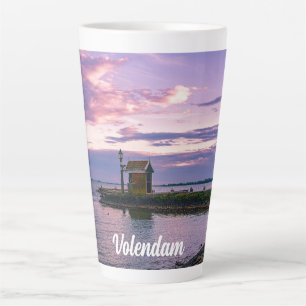 Pink sunset over lake latte mug