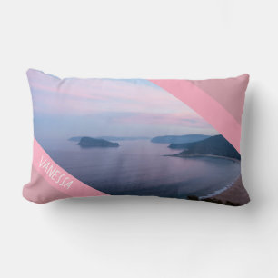 Pink Sunset Pearl Beach Landscape Australia Lumbar Cushion